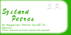 szilard petres business card